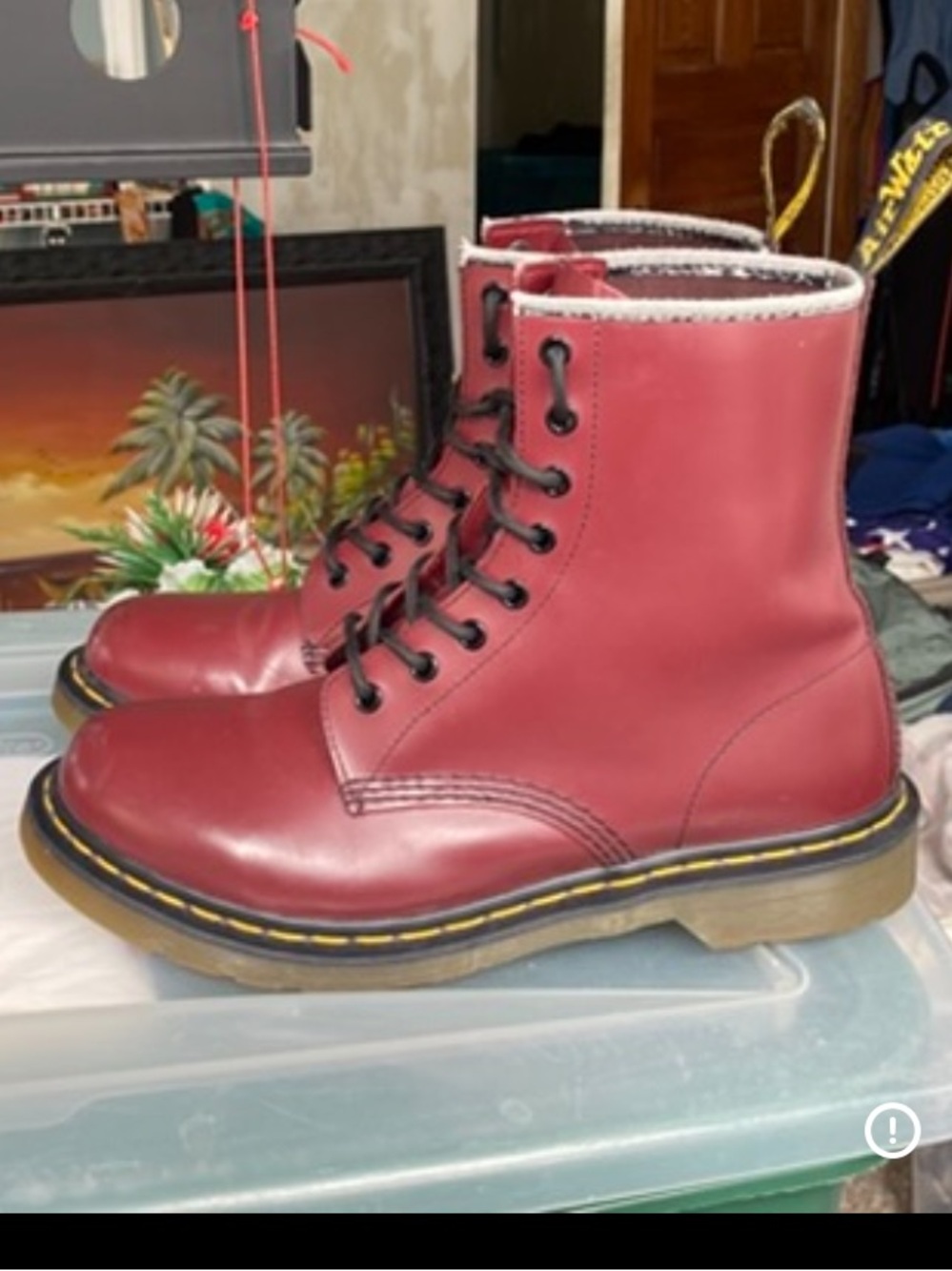 Dr. Martens AirWair 11821 Doc Boots Cherry Red Burgundy Leather Ladies US 11